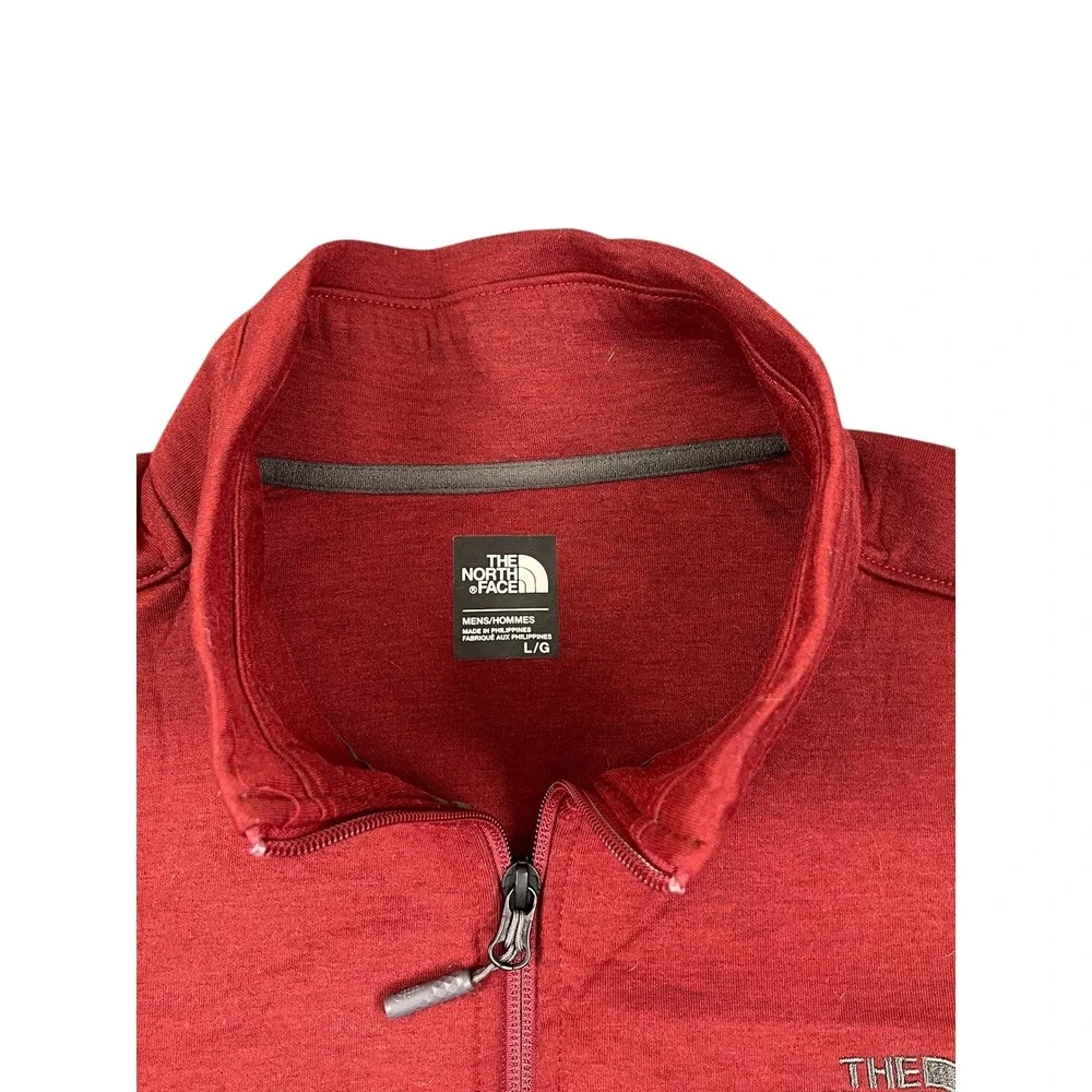 The North Face Men's Large Garnet Gray Full Zip Jacket Dual Pockets Mock Neck‎